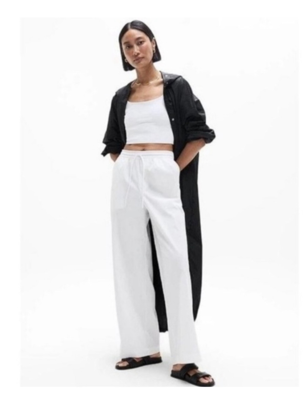 ATHLETA Drift Poplin Pants Size XL White NWT $119 Packable Travel Work Casual